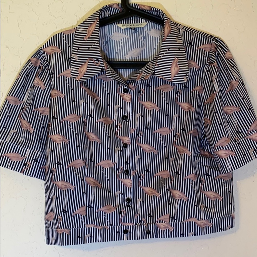 COPY - Royal Monk Flamingo Cropped Button Down 🦩
